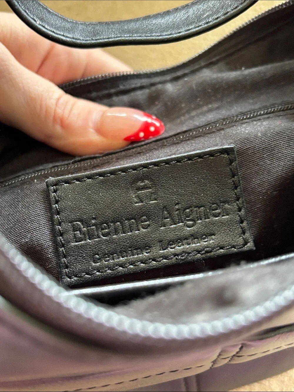 Vintage Etienne Aigner Genuine Leather Black Shoulder Bag Classic Zippered Hobo